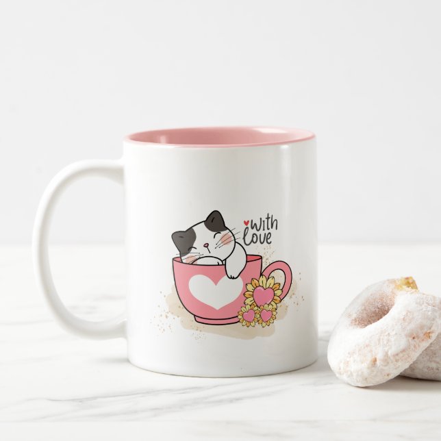 De Café Em Dois Tons Caneca (Com Donut)