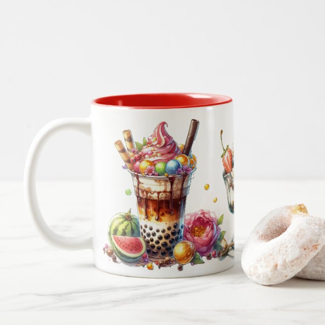 De Café Em Dois Tons Caneca (Com Donut)