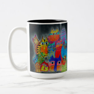 De Café Em Dois Tons Caneca - 059- Gatos Modernos