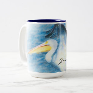 De Café Em Dois Tons caneca 17 do pelicano da aguarela