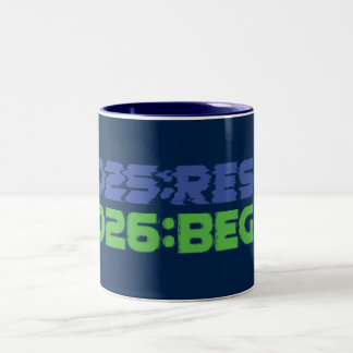 De Café Em Dois Tons Caneca 2025:RESET/2026:BEGIN