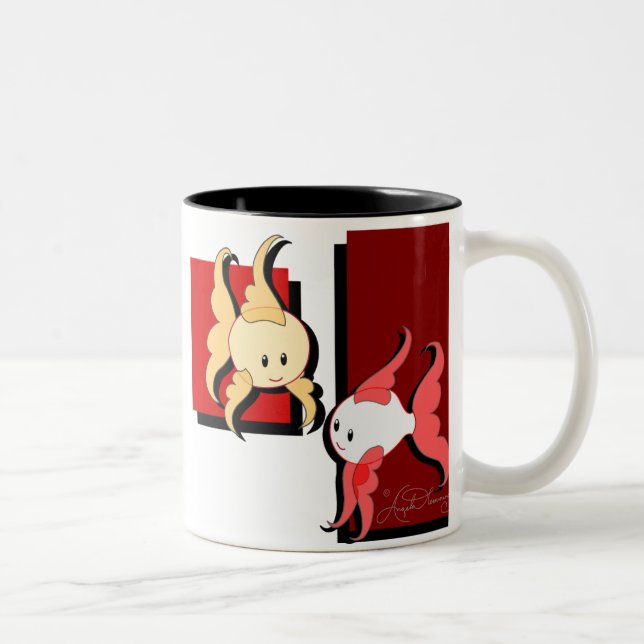 De Café Em Dois Tons Caneca à moda bonito do peixe dourado & do coletor (Direita)