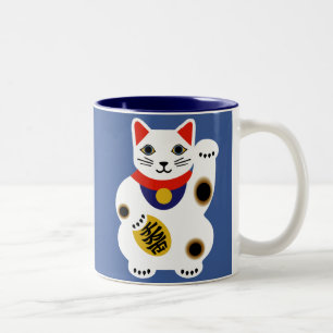 De Café Em Dois Tons Caneca afortunada azul do gato