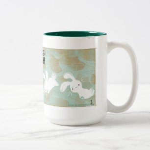 De Café Em Dois Tons Caneca afortunada dos coelhos (verde)