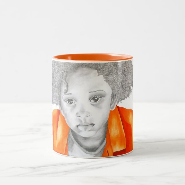 De Café Em Dois Tons Caneca alaranjada do menino 1 (Centro)