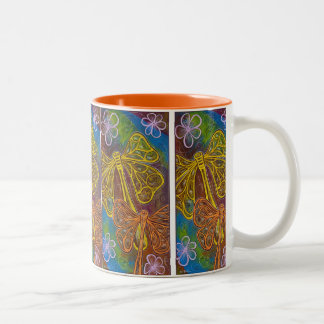 De Café Em Dois Tons Caneca alegre da libélula