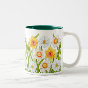 De Café Em Dois Tons Caneca alegre dos Daffodils do primavera