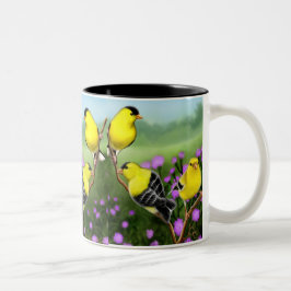 De Café Em Dois Tons Caneca americana selvagem dos Goldfinches