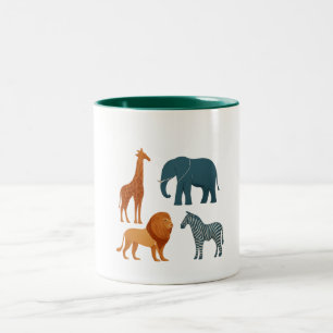 De Café Em Dois Tons Caneca - Animais do Zoológico