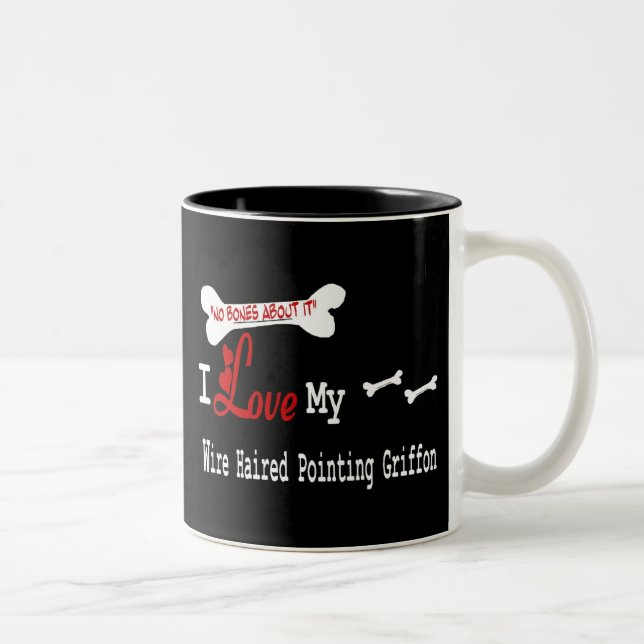 De Café Em Dois Tons Caneca Apontando Griffon (I Love) (Direita)