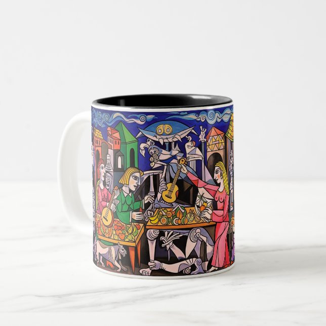 De Café Em Dois Tons Caneca Artística (Frente Esquerda)