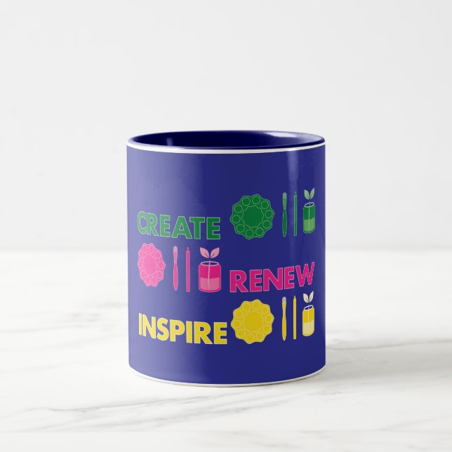 De Café Em Dois Tons Caneca Artsy Spring Knolling (Centro)