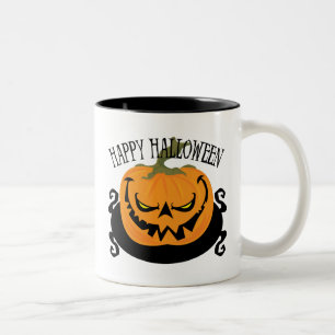De Café Em Dois Tons Caneca assustador do Dois-Tom da Jack-o-lanterna