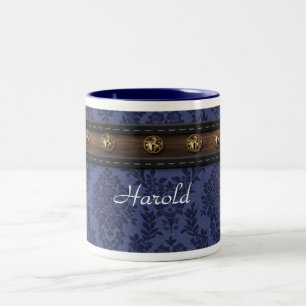 De Café Em Dois Tons Caneca azul-damasco do homem personalizado