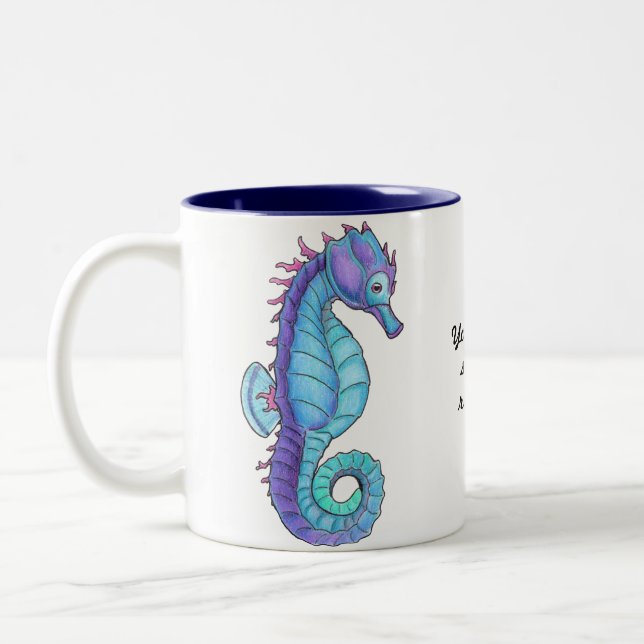 De Café Em Dois Tons Caneca azul do cavalo marinho (Esquerda)