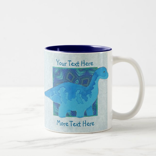 De Café Em Dois Tons Caneca azul do dinossauro (Direita)