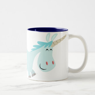 De Café Em Dois Tons Caneca azul do unicórnio dos desenhos animados