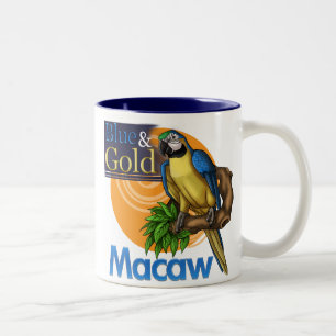 De Café Em Dois Tons Caneca azul e Dourado do Macaw
