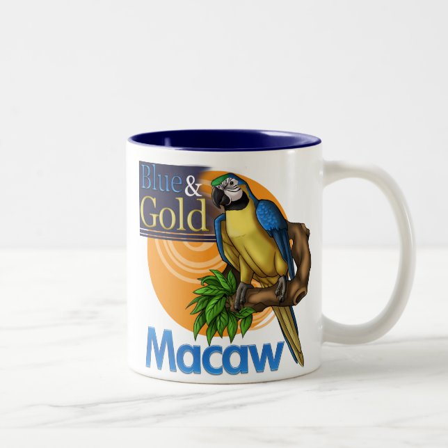 De Café Em Dois Tons Caneca azul e Dourado do Macaw (Direita)