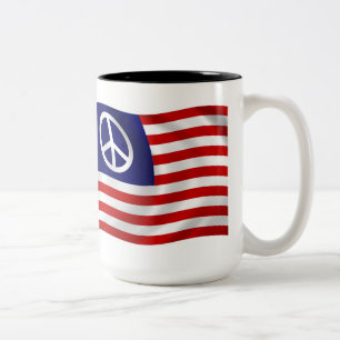 De Café Em Dois Tons Caneca Bandeira com Símbolo da Paz dos EUA