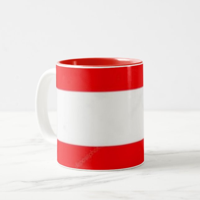 De Café Em Dois Tons Caneca Bandeira da Áustria (Frente Esquerda)