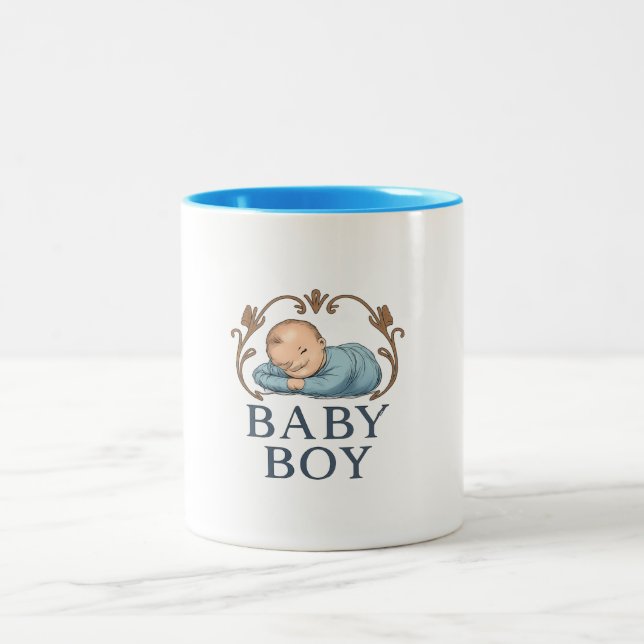De Café Em Dois Tons Caneca - Bebê Menino (Centro)