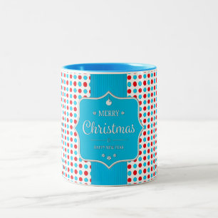 De Café Em Dois Tons Caneca Bolinhas Vermelha-Azul Natal