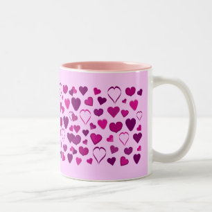 De Café Em Dois Tons Caneca bonito cor-de-rosa & do lilac dos desenhos