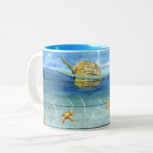 De Café Em Dois Tons Caneca bonito da estrela do mar para o amante do