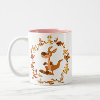 De Café Em Dois Tons Caneca bonito da mandala dos cangurus dos desenhos
