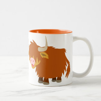 De Café Em Dois Tons Caneca bonito da vaca das montanhas dos desenhos
