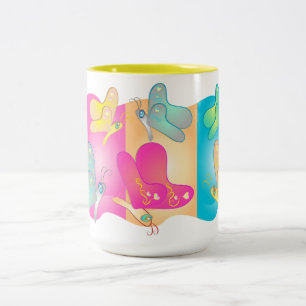 De Café Em Dois Tons Caneca bonito das borboletas para miúdos