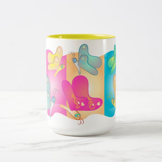 De Café Em Dois Tons Caneca bonito das borboletas para miúdos (Centro)