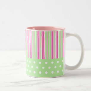 De Café Em Dois Tons Caneca bonito das listras e das bolinhas