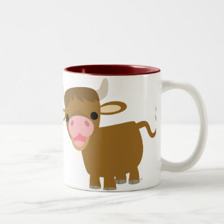 De Café Em Dois Tons Caneca bonito do boi dos desenhos animados