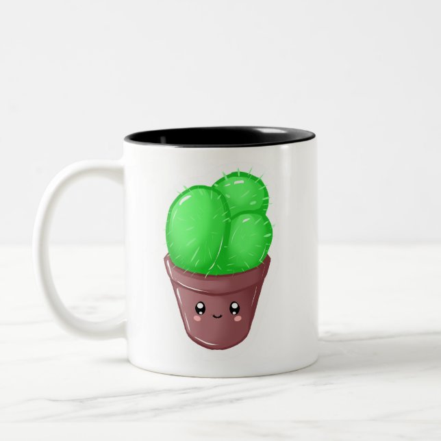 De Café Em Dois Tons Caneca bonito do cacto (Esquerda)