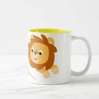 De Café Em Dois Tons Caneca bonito do leão e do unicórnio dos desenhos