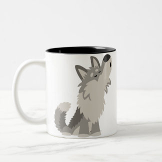 De Café Em Dois Tons Caneca bonito do lobo dos desenhos animados do