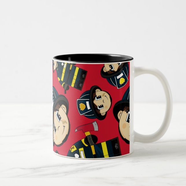 De Café Em Dois Tons Caneca bonito do sapador-bombeiro (Direita)