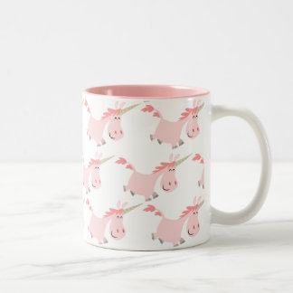 De Café Em Dois Tons Caneca bonito dos unicórnios do rosa dos desenhos