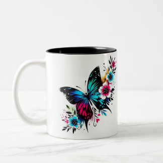 De Café Em Dois Tons Caneca borboleta