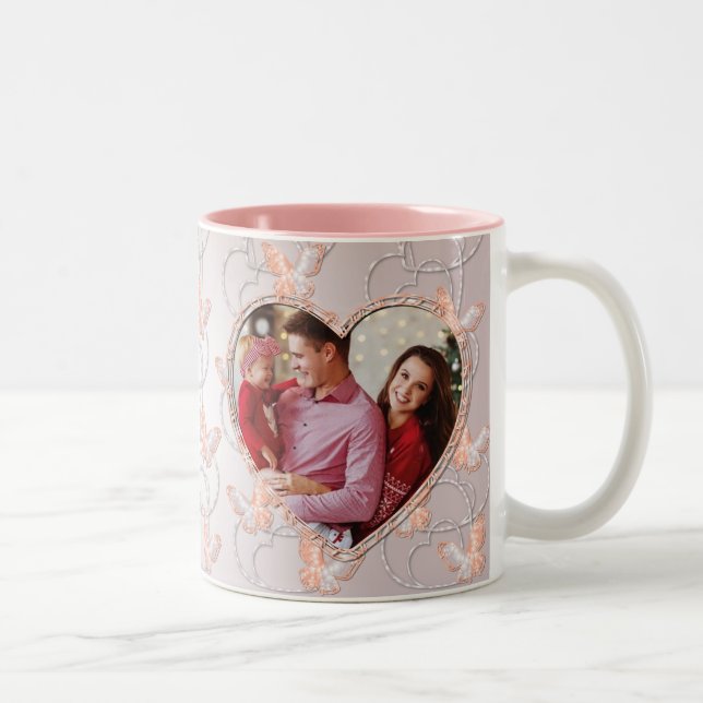 De Café Em Dois Tons Caneca borboleta coração especial (Direita)