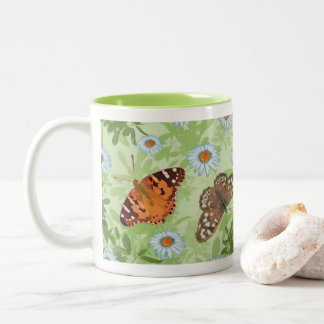 De Café Em Dois Tons Caneca “Borboletas & Margaridas” Coleção Campo