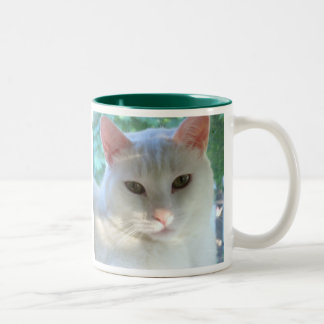 De Café Em Dois Tons Caneca branca do gato do cabelo curto com verso