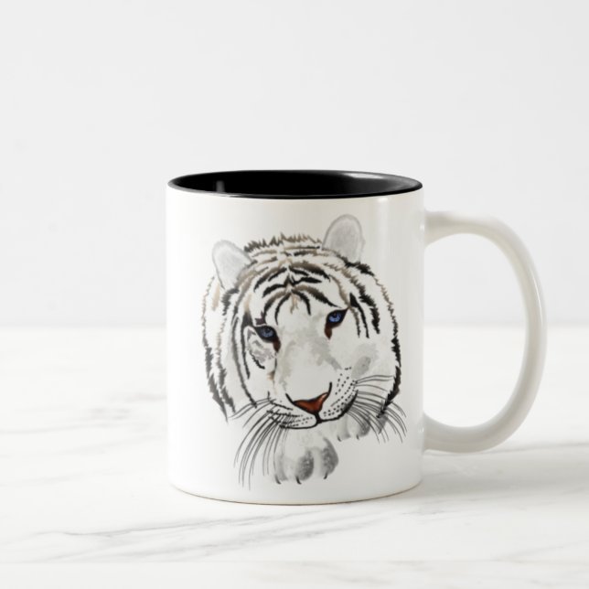 De Café Em Dois Tons Caneca branca do tigre (Direita)