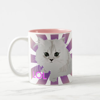 De Café Em Dois Tons Caneca branca macia do gato