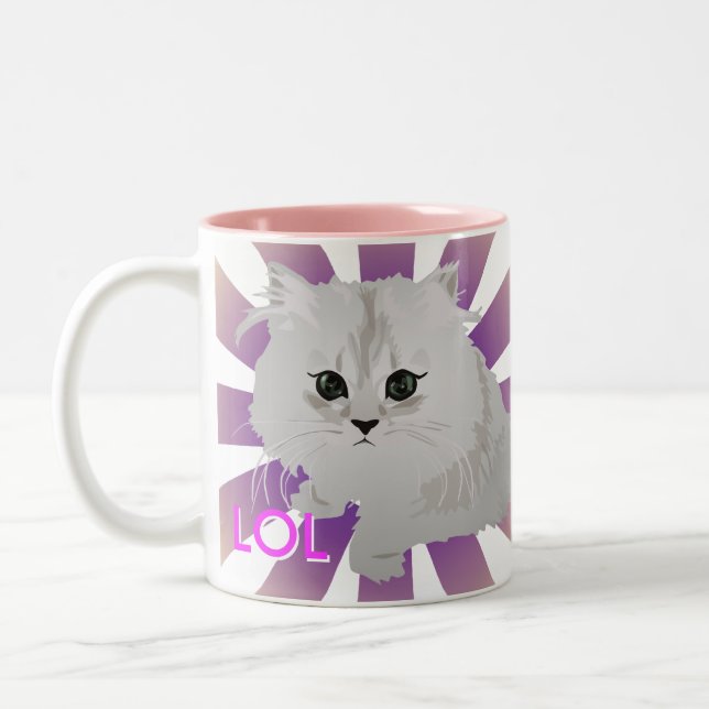 De Café Em Dois Tons Caneca branca macia do gato (Esquerda)