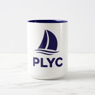 De Café Em Dois Tons Caneca branca PLYC com interior azul marinho 