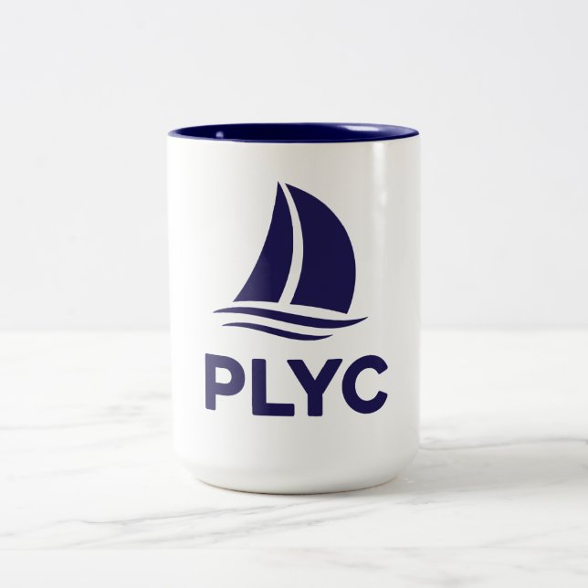 De Café Em Dois Tons Caneca branca PLYC com interior azul marinho  (Centro)