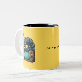 De Café Em Dois Tons Caneca Bug Retro TV Sci-Fi